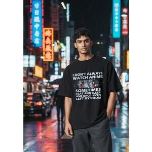 anime graphic T-shirt XL black funny quote otaku manga eyes port & company